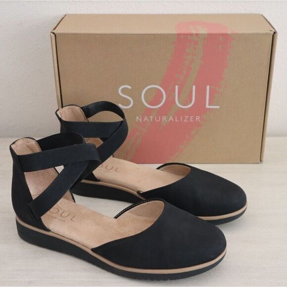 SOUL x Naturalizer I2260S1 Women's Sz 7.5W Black Intro Flat Slip-On Sandals - Picture 1 of 10